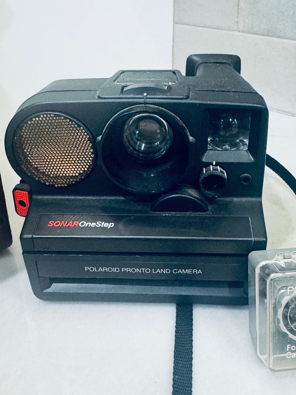 Polaroid Black Instant SONAR OneStep Camera with Red Accent